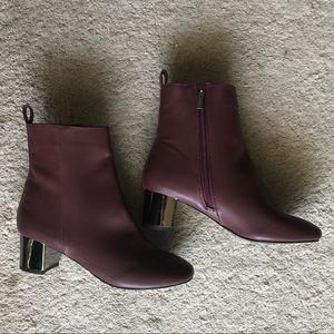 Topshop Bordeaux Boots w/Metallic Block Heel sz 38